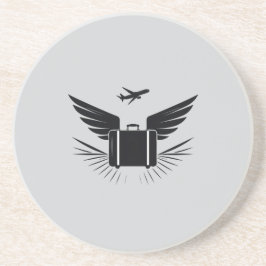 Schwarze Silhouette eines Reisekoffer Getränkeuntersetzer