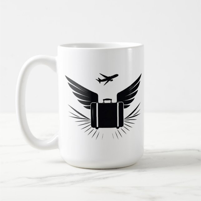 Schwarze Silhouette eines Reisekoffer Kaffeetasse (Links)
