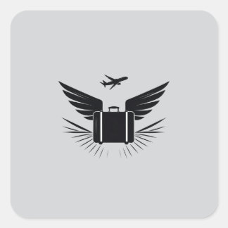 Schwarze Silhouette eines Reisekoffer Quadratischer Aufkleber