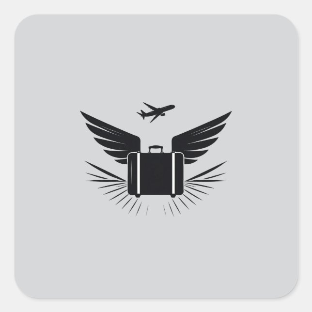 Schwarze Silhouette eines Reisekoffer Quadratischer Aufkleber (Vorderseite)