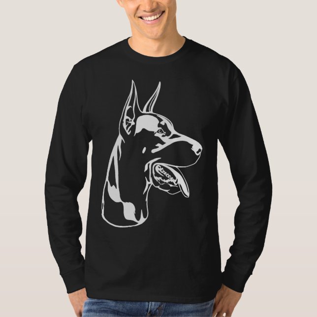 Schwarze Silhouette eines sitzenden Doberman T-Shirt (Vorderseite)