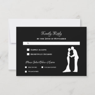 Schwarze Silhouette-Hochzeits-RSVP RSVP Karte