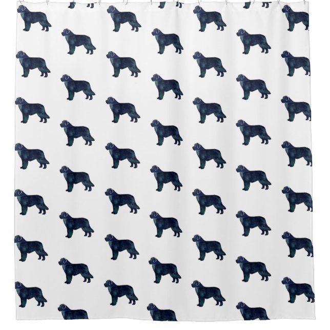 Schwarze Silhouette in Neufundland Duschvorhang (Vorderseite)