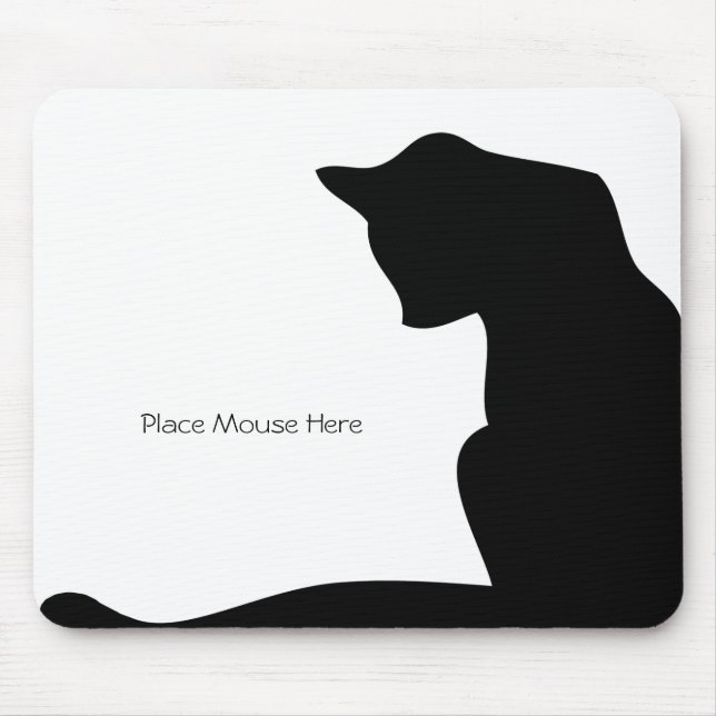 Schwarze Silhouette Katze - Maus hier platzieren Mousepad (Vorne)
