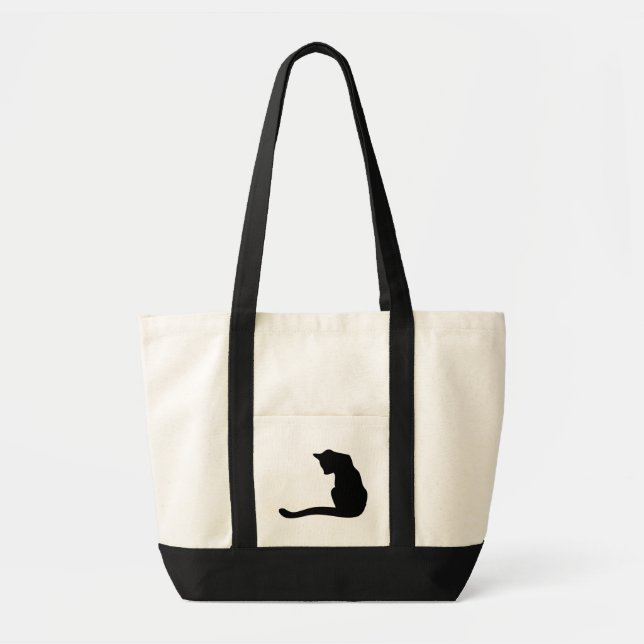 Schwarze Silhouette-Katze Tragetasche (Vorne)