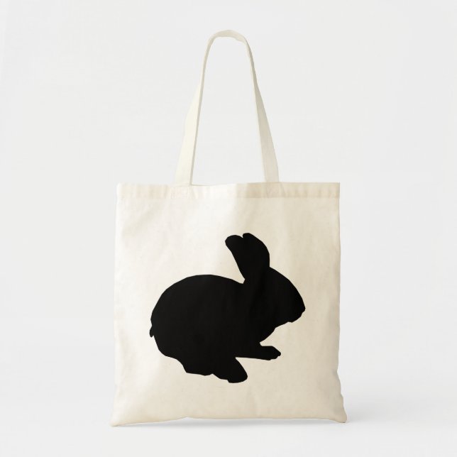 Schwarze Silhouette Ostern Bunny Toag Tragetasche (Vorne)
