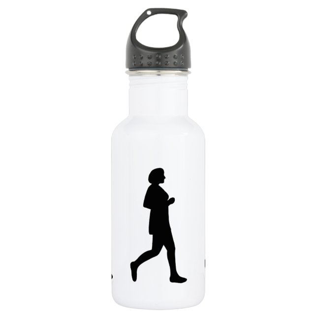 Schwarze Silhouette Runner Painting Trinkflasche (Vorderseite)