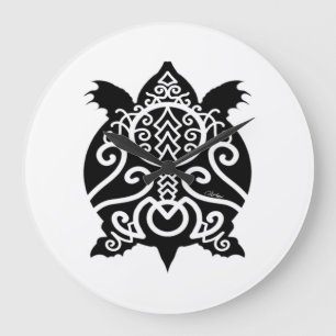 Schwarze Silhouette Schnappschildkröte Große Wanduhr