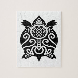Schwarze Silhouette Schnappschildkröte Puzzle