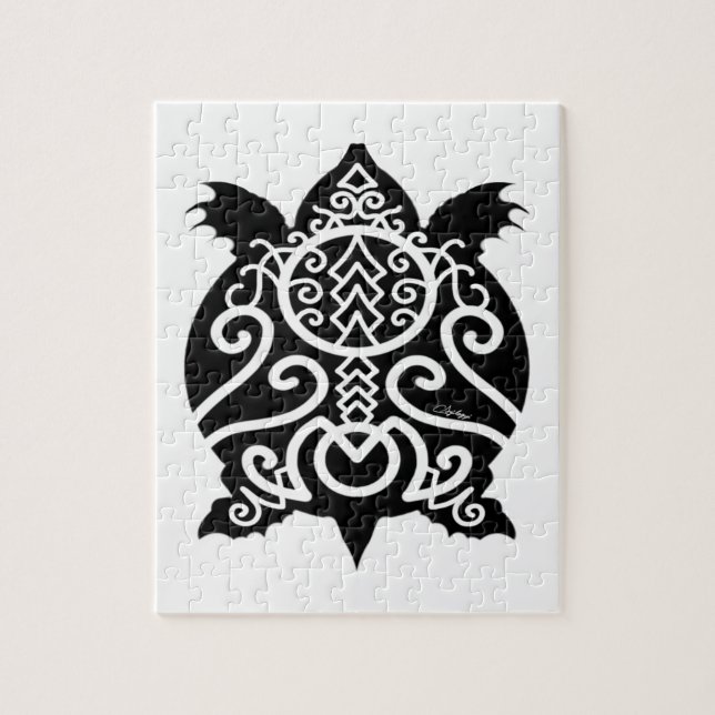 Schwarze Silhouette Snapper Turtle Puzzle (Vertikal)