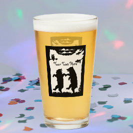 Schwarze Silhouette tanzende Bärenbären Owl auf de Glas