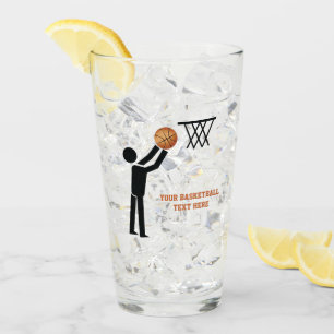 Schwarze Silhouette und orangefarbener Basketball Glas