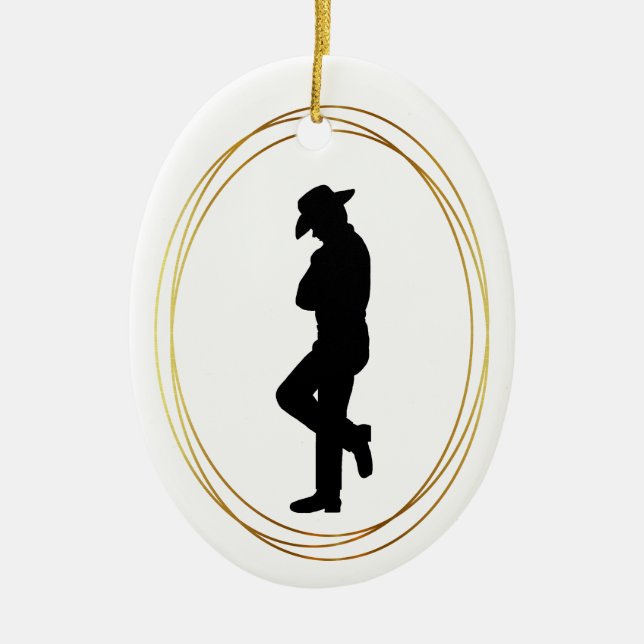 Schwarze Silhouette von Cowboy in Profile Ornament (Vorne)