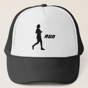 Schwarze Silhouette weiblicher Runner-Malerei Truckerkappe