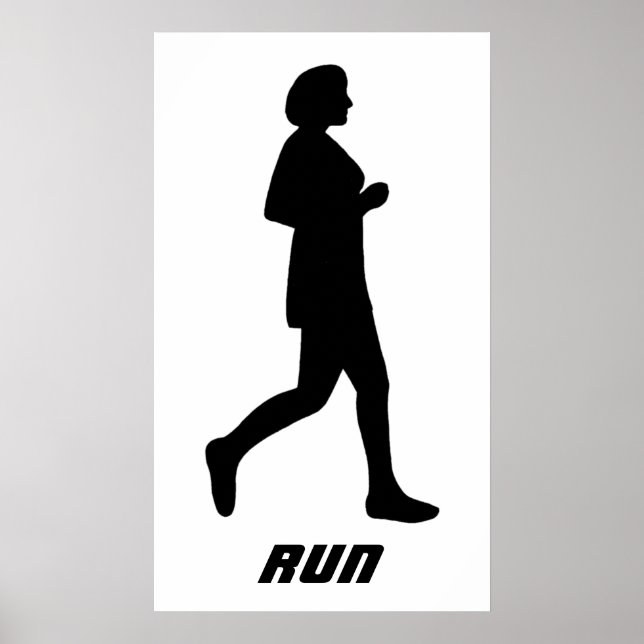 Schwarze Silhouette weiblicher Runner Poster (Vorne)