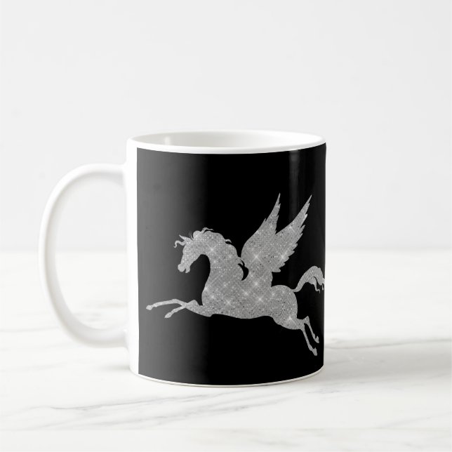 SCHWARZE SILVER SPARKLE UNICORLE TASSE (Links)