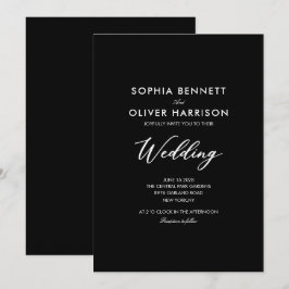 schwarze SIMPLE CLASSIC elegante HOCHZEITSEINLADUN Einladung