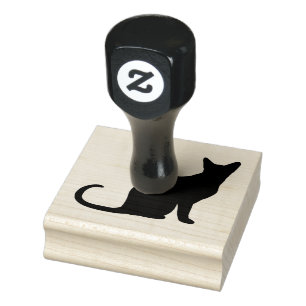 Schwarze Sitting Cat-Silhouette Gummistempel