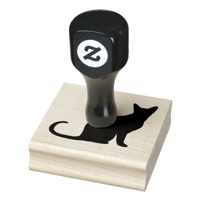 Schwarze Sitting Cat-Silhouette Gummistempel (Stempel)