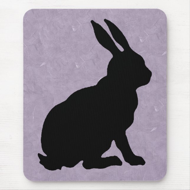 Schwarze Sitze Silhouette Kaninchen auf marmoriert Mousepad (Vorne)