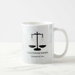 Schwarze Skala der Justiz Kaffeepause Tasse
