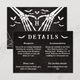 Schwarze Skelett-Herz-Goth-Hochzeitsdetails Begleitkarte