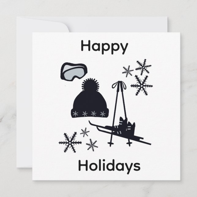 Schwarze Skidesigns & Winterdesigns Einladung (Vorderseite)