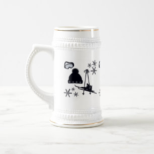 Schwarze Skidesigns & Wintermotive  Bierglas