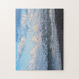 Schwarze Skimmern starten am Kap Canaveral Beach Puzzle