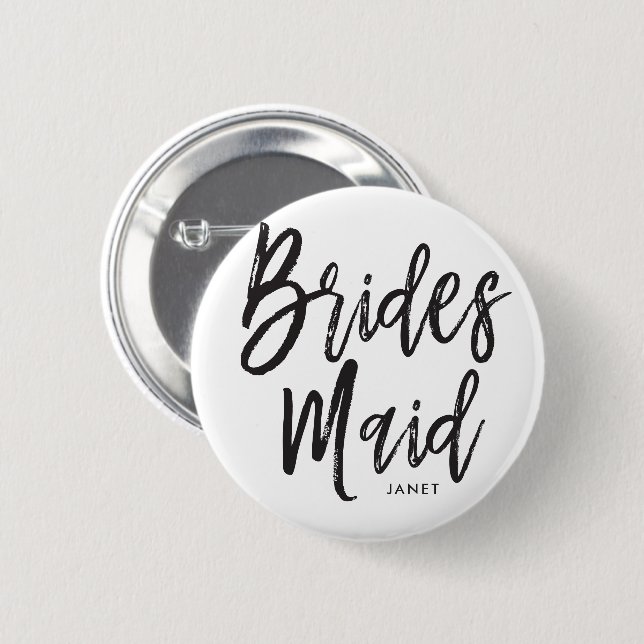 Schwarze Skript-Art-kundenspezifische Hochzeit der Button (Vorne & Hinten)