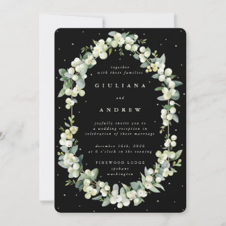 Schwarze Snowberry+Eukalyptus Hochzeitsempfang nur Einladung