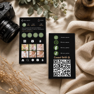 Schwarze Social Media Instagram QR-Code Fotografin Visitenkarte