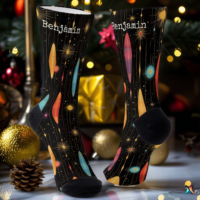 Schwarze Socken mit lebhaftem Starry Design (Von Creator hochgeladen)