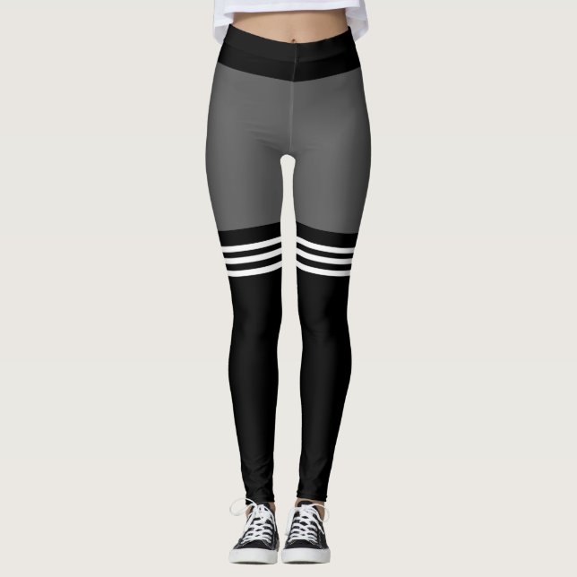 Schwarze Sockenstreifen Leggings (Vorderseite)