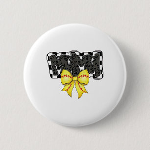 Schwarze Softll Mama Game Day Leopard Kariert Coqu Button