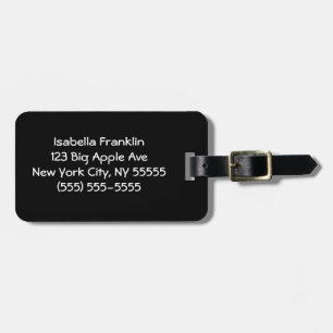 Schwarze Solid Color Niedlich Minimalistisch Gepäckanhänger