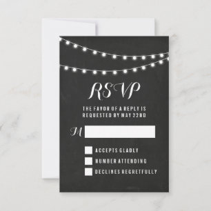 Schwarze Sommer-Lichterkette Hochzeit RSVP Karte