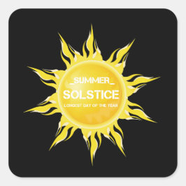 Schwarze Sommersonne der längste Tag des Jahres Quadratischer Aufkleber