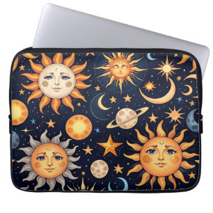 Schwarze Sonne und Mond Laptopschutzhülle