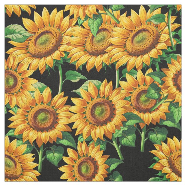 Schwarze Sonnenblume Blütencotattecore Muster Text Stoff (Muster)