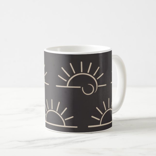 Schwarze Sonnenkissen | Modern Kaffeetasse (VorderseiteRechts)