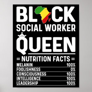 Schwarze Sozialarbeiterin Königin Afroamerikanisch Poster