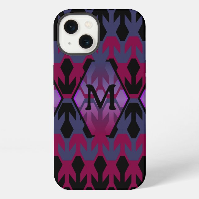 Schwarze Spacecrafts und Arrow Monogram iPhone Hülle (Rückseite)