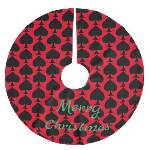 Schwarze Spades Muster Thunder_Cove Polyester Weihnachtsbaumdecke