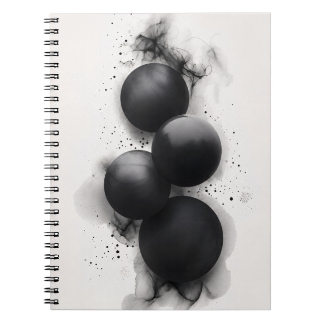 Schwarze Sphären Moderne Abstrakte Kunst Notizblock (Vorderseite)