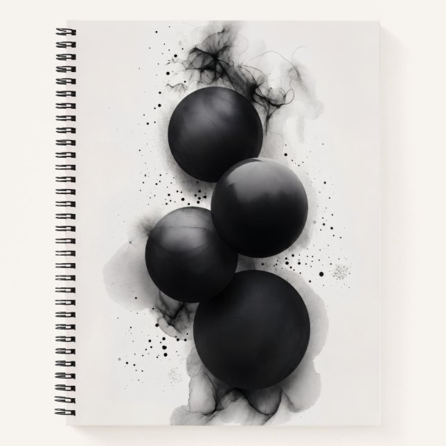 Schwarze Sphären Moderne Abstrakte Kunst Notizbuch (Vorderseite)
