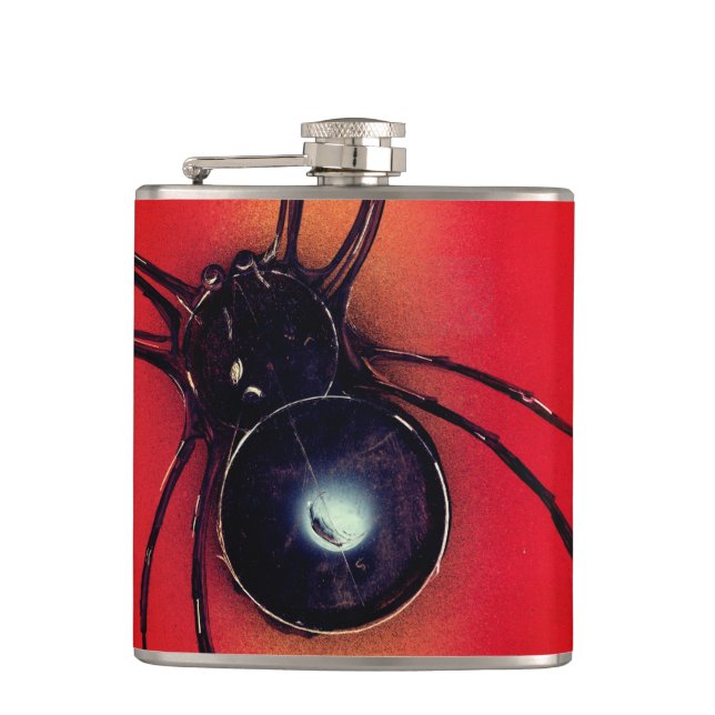Schwarze Spider Flachmann (Vorderseite)