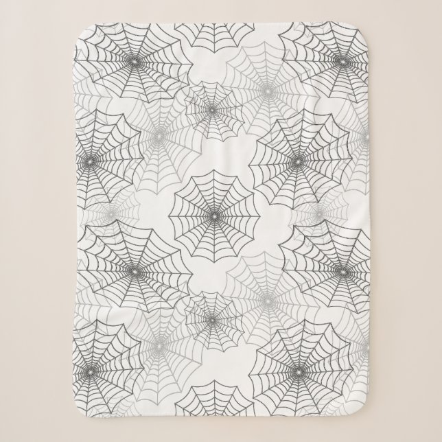 Schwarze Spider Web Cobweb Seidenmuster auf dunkel Sherpadecke (Vorderseite)