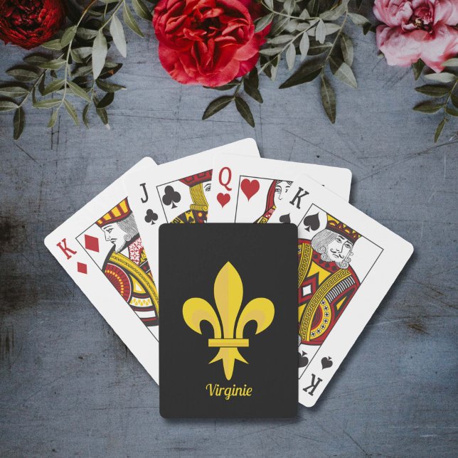 Schwarze Spielkarten mit Gold-Lilie (Black Playing Cards with Gold Fleur de Lis)
