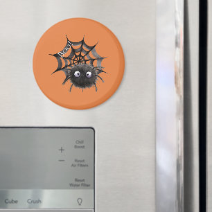 Schwarze Spinne auf Halloween-Netz Magnet